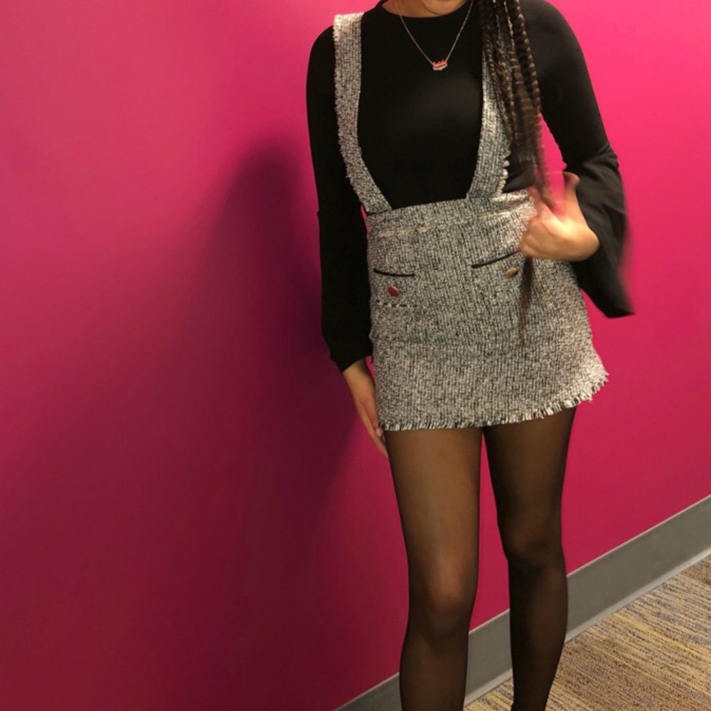 Black and white overall skirt